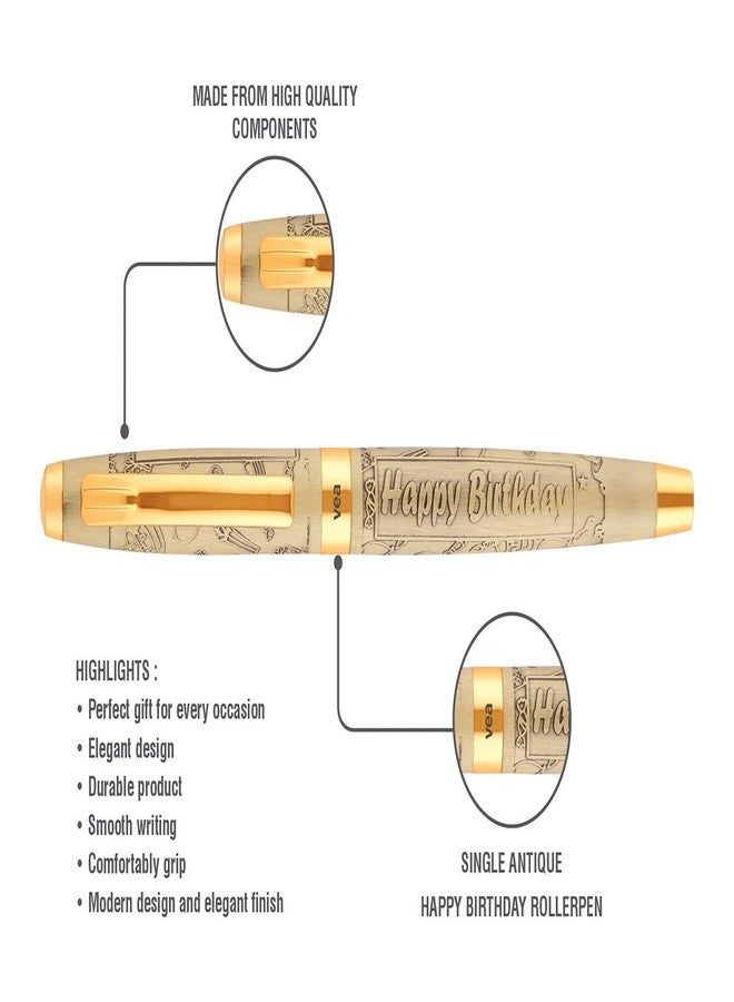 VEA Happy Birthday Gift Rollerball Pen, gold, medium (VEAPEN24) - Image 2