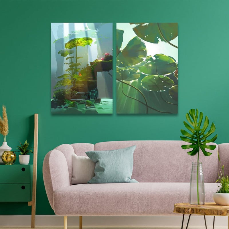 ماركتنا لوحة قماشية ثنائية بتصميم طبيعة بمقاس اجمالي 80×60 سم - Image 1