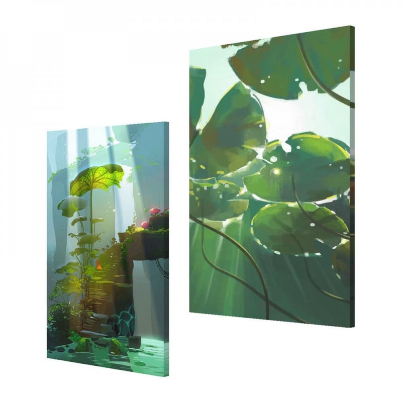 ماركتنا لوحة قماشية ثنائية بتصميم طبيعة بمقاس اجمالي 80×60 سم - Image 2