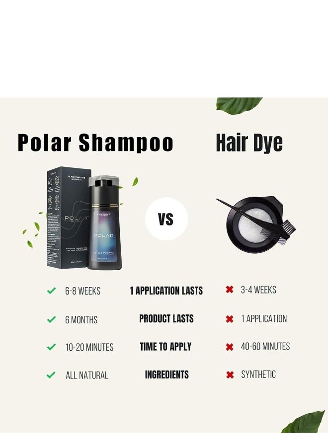 Polar Hair Dye Shampoo, Polar Hair Care, Polar Hair Care Instant Dye Shampoo, Natural Hair Color Shampoo For Gray Hair Coverage, Polar Haircare Suitable For Women & Men 200ml (Dark Brown) - Image 5