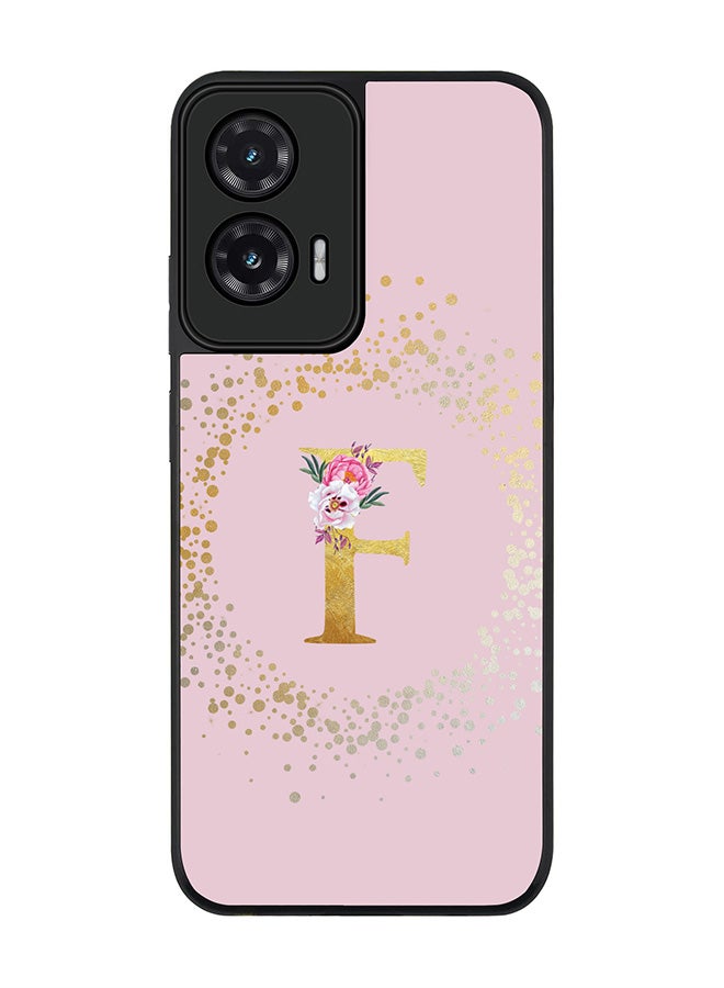 Stylizedd For Motorola Moto G35 Case,Slim fit Camera Protection, Shockproof Thin Phone cover  - Custom Monogram Floral - F  (Pink )
