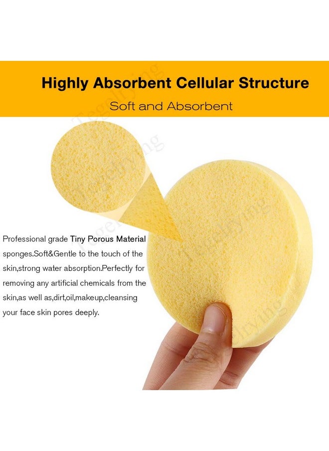 Tegelrying - Facial Sponge Compressed60 Pcs Pva Professional Makeup Removal Wash Round Face Sponges Spa Pads Exfoliating Cleansing For Womenyellow - Image 1