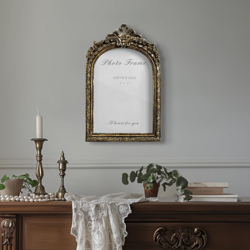 VAN GOGH ART VAN GOGH ART Vintage 5x7 Picture Frame  Bronze Gold 5 by 7 Picture Frames Hand-Crafted Resin with Glass Front Ornate Retro Antique Photo Frame for Wall and Tabletop Display Home Decor  - Image 4