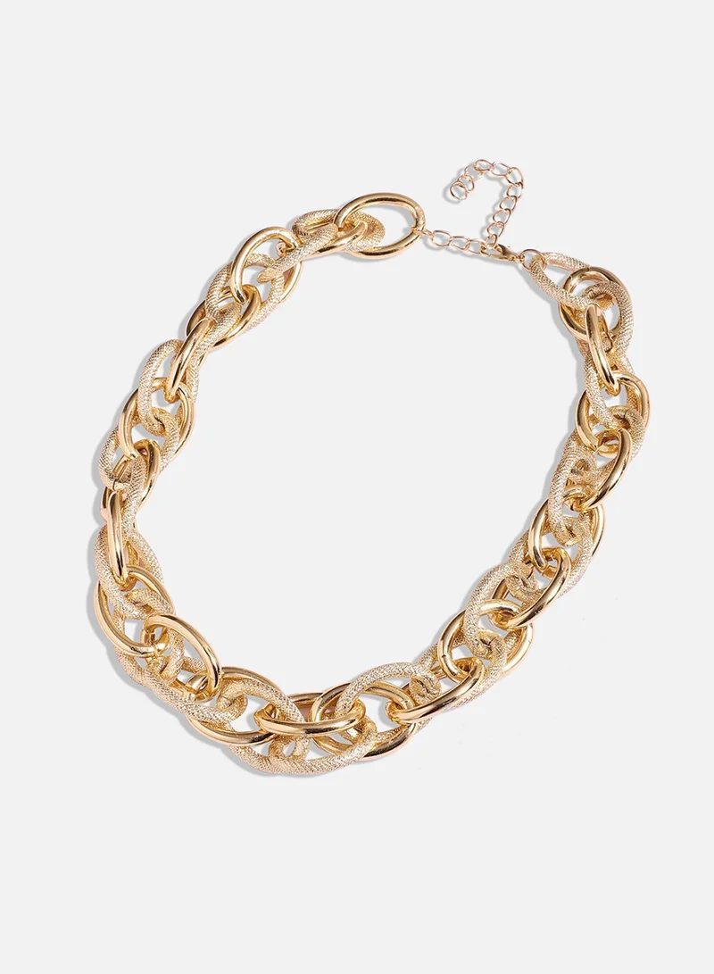 SOHI Textured Chain Link Artificial Necklace Jewellery