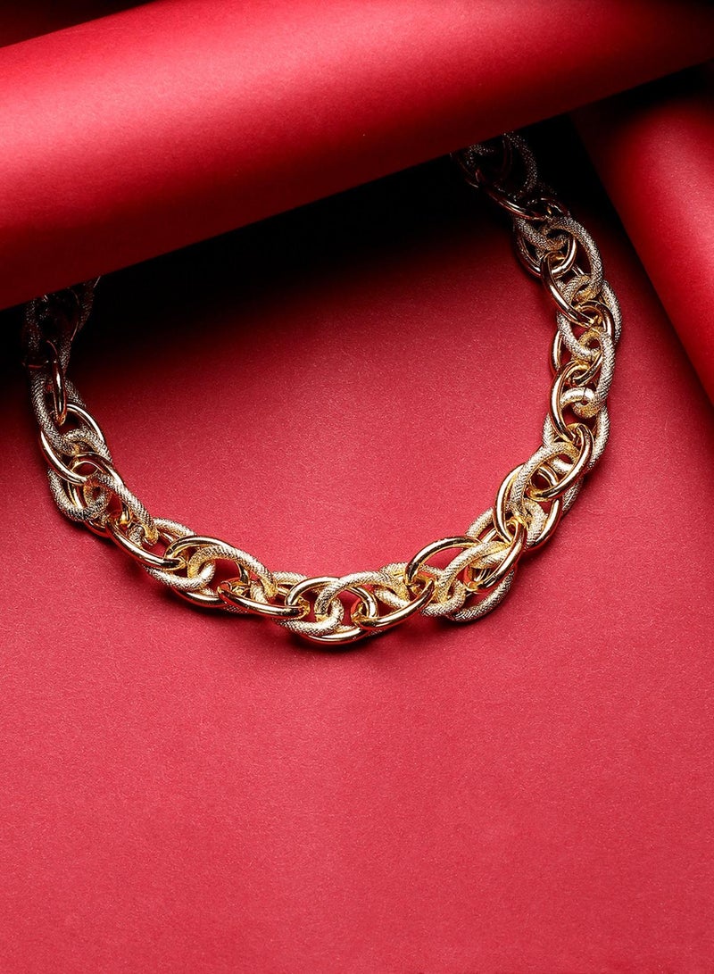 SOHI Textured Chain Link Artificial Necklace Jewellery - Image 2