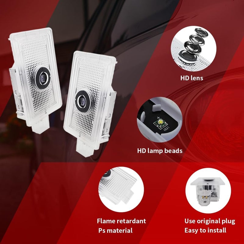 uuakarin 2 قطعة أضواء شعار باب السيارة غير باهتة متوافقة مع شاحن 2010-حتى الآن مصابيح عرض LED شبح الظل إكسسوارات (خط أحمر) - Image 4