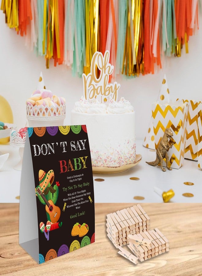 Xenseou Don't Say Baby Game for Baby Shower, 50 Wooden Clothespins and one Sign, Fiesta Taco Theme, Pins for Baby Shower Decorations, Gender Reveal Games, Baby Shower Supplies-BB17 - Image 3