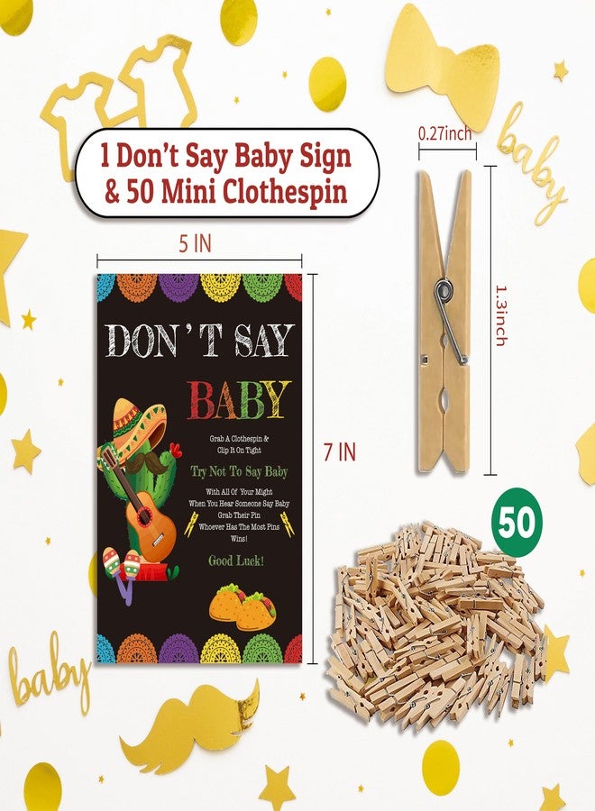 Xenseou Don't Say Baby Game for Baby Shower, 50 Wooden Clothespins and one Sign, Fiesta Taco Theme, Pins for Baby Shower Decorations, Gender Reveal Games, Baby Shower Supplies-BB17 - Image 4