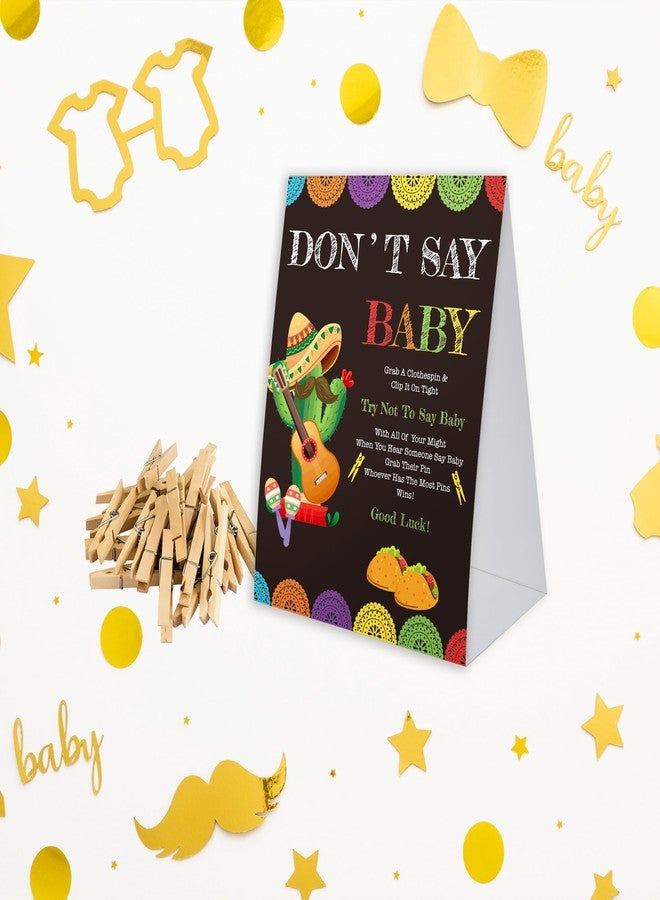 Xenseou Don't Say Baby Game for Baby Shower, 50 Wooden Clothespins and one Sign, Fiesta Taco Theme, Pins for Baby Shower Decorations, Gender Reveal Games, Baby Shower Supplies-BB17 - Image 5
