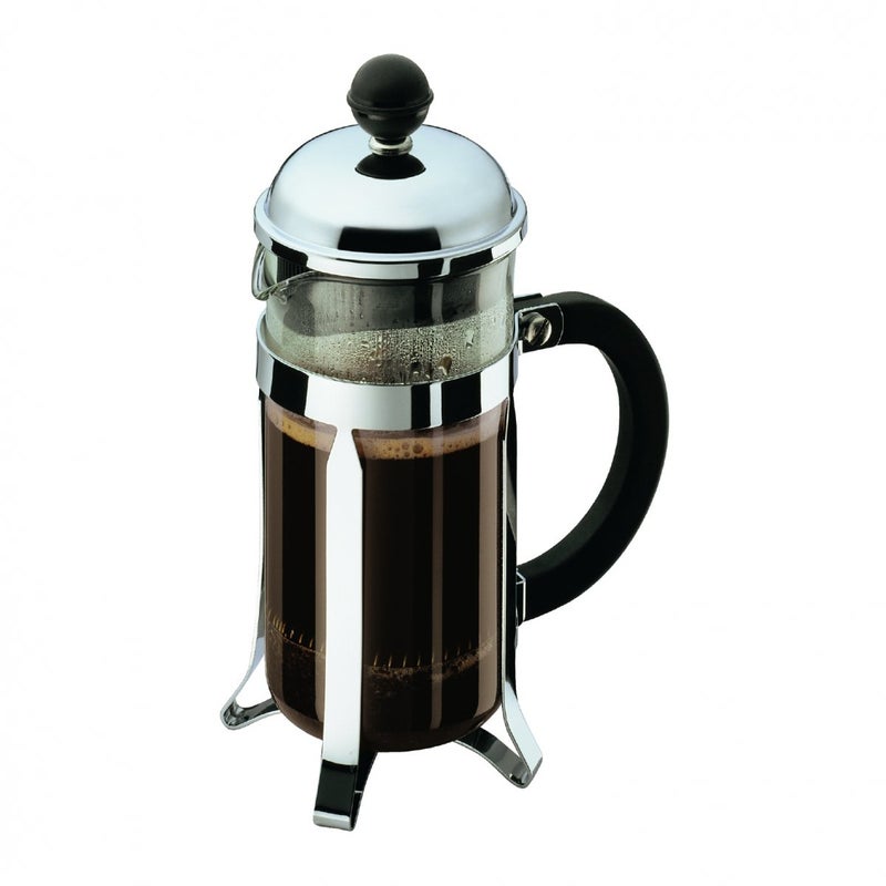 Bodum 12oz Chambord French Press Coffee Maker HighHeat Borosilicate Glass Polished Stainless Steel Made in Portugal