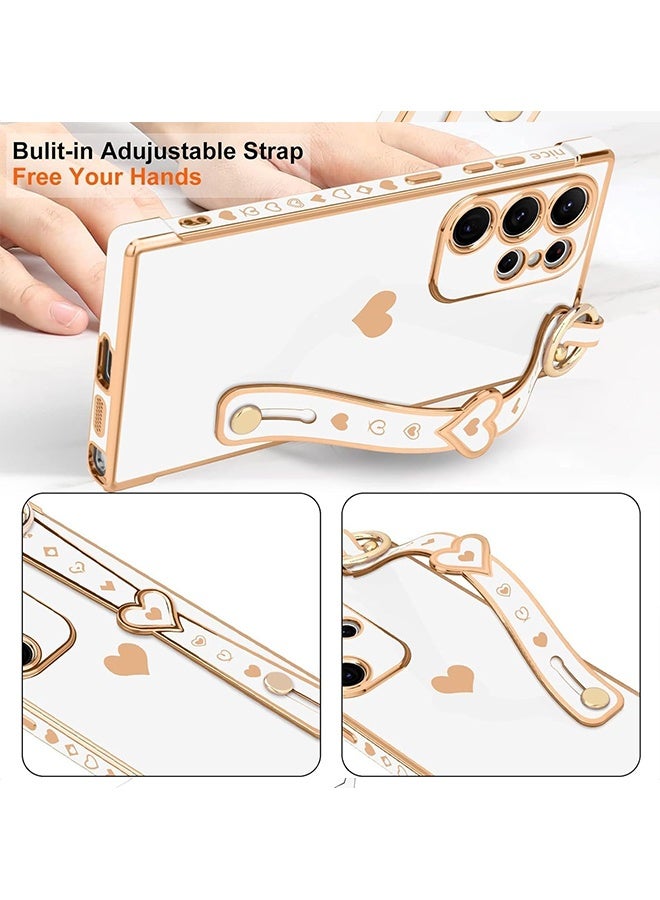 Wffo Compatible with Samsung Galaxy S26 Ultra Case - Love Heart Plating Electroplate Luxury Elegant Case Camera Protector Soft TPU Shockproof Protective Back Cover Samsung Galaxy S26 Ultra Case - White - Image 4