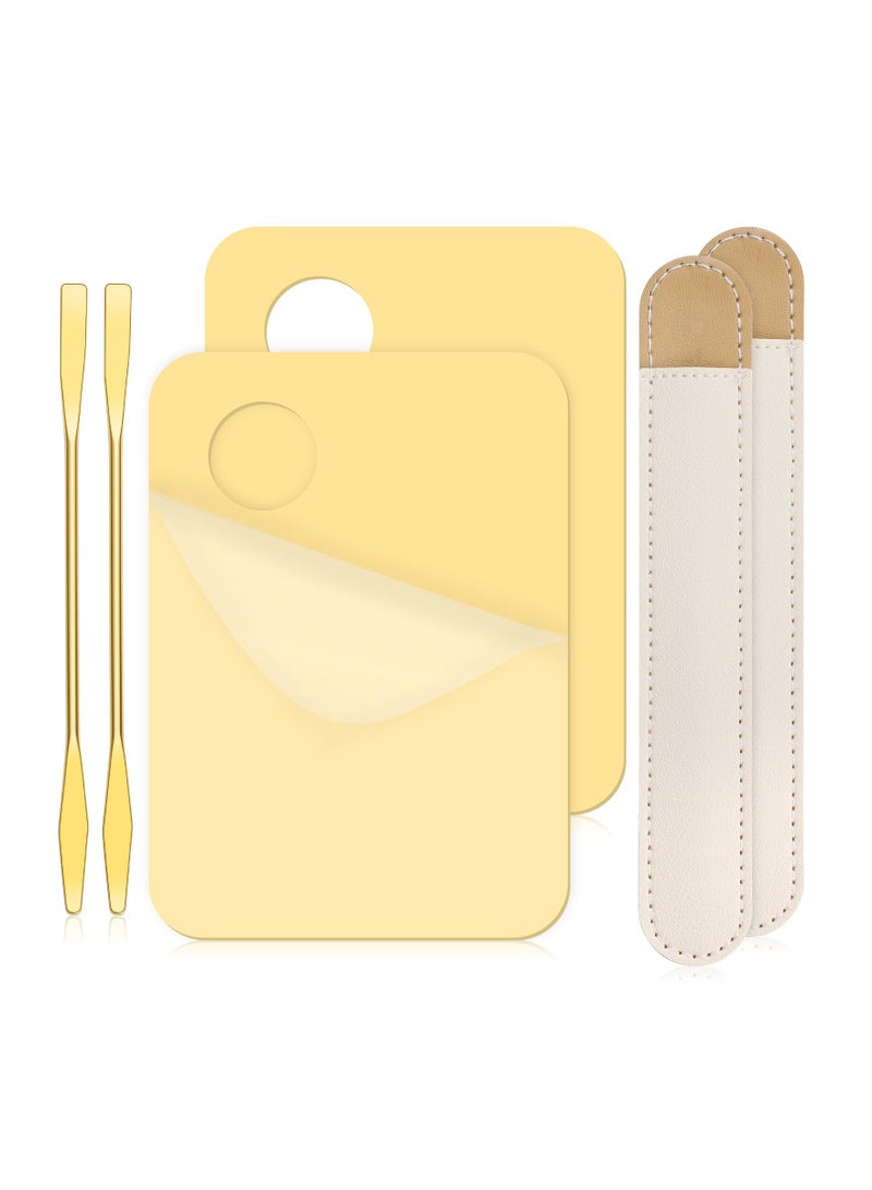 KASTWAVE 6 in 2 Sets Makeup Mixing Palette, Gold Acrylic Cosmetic Palette with Korean Makeup Spatula Tool for Mixing Foundation Eye Shadow Lipsticks Nail Art - Image 1