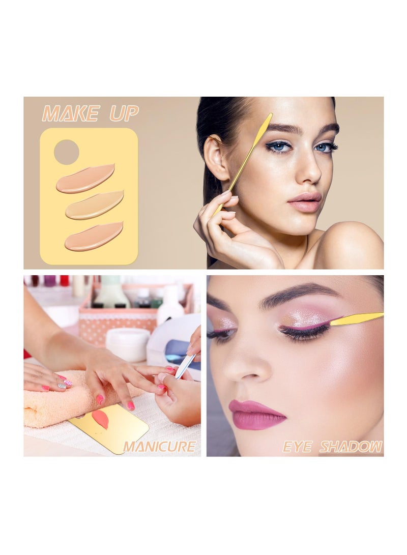 KASTWAVE 6 in 2 Sets Makeup Mixing Palette, Gold Acrylic Cosmetic Palette with Korean Makeup Spatula Tool for Mixing Foundation Eye Shadow Lipsticks Nail Art - Image 4