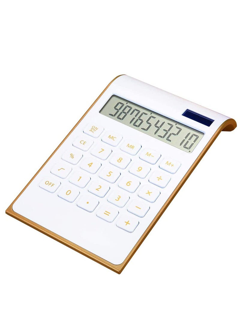 Calculator, Solar Power Calculator Slim Elegant Design Solar Calculator Dual Powered Desktop Calculator Tilted LCD Display for Business Office School - Image 1
