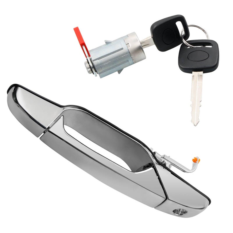 Gledewen Exterior Chrome Door Handle Front Left Driver Side with Lock Cylinder and 2 Keys Compatible with 2007 2013 Chevy Avalanche Silverado Tahoe GMC Sierra Yukon Cadillac Escalade Replaces 20828258 - Image 2