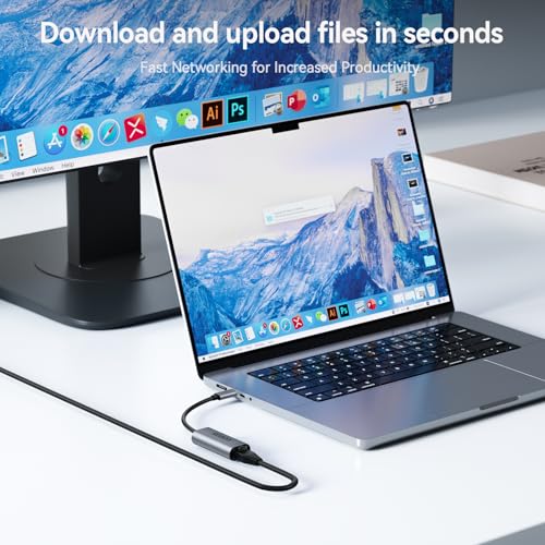 UOEOS USB C to Ethernet Adapter, 2.5Gbps USB C to RJ45 Ethernet Converter, Thunderbolt 4/3 Compatible, 2.5G Ethernet Adapter for MacBook, iPhone 15/16 Pro Max, XPS, Surface, iPad Pro - Space Gray - Image 3