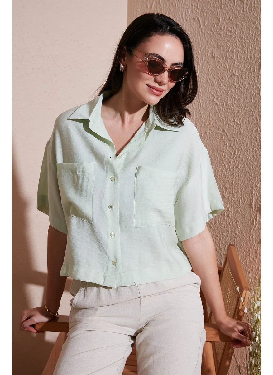 Lela Regular Fit Pocket Detail Short Sleeve Shirt Women's Shirt 6778568