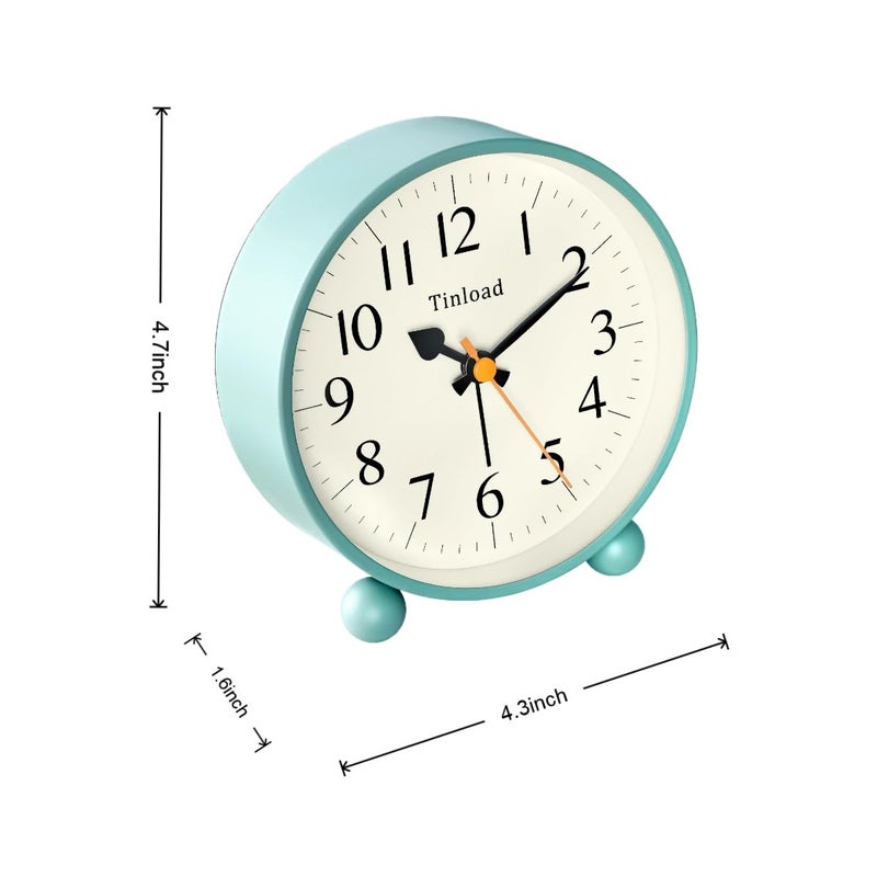 Tinload 4.5" Vintage Retro Analog Alarm Clock, Super Silent Non Ticking Small Clock with Manual Light, Snooze, Battery Operated, for Living Room, Bedroom, Bedside, Desk(Green) - Image 3
