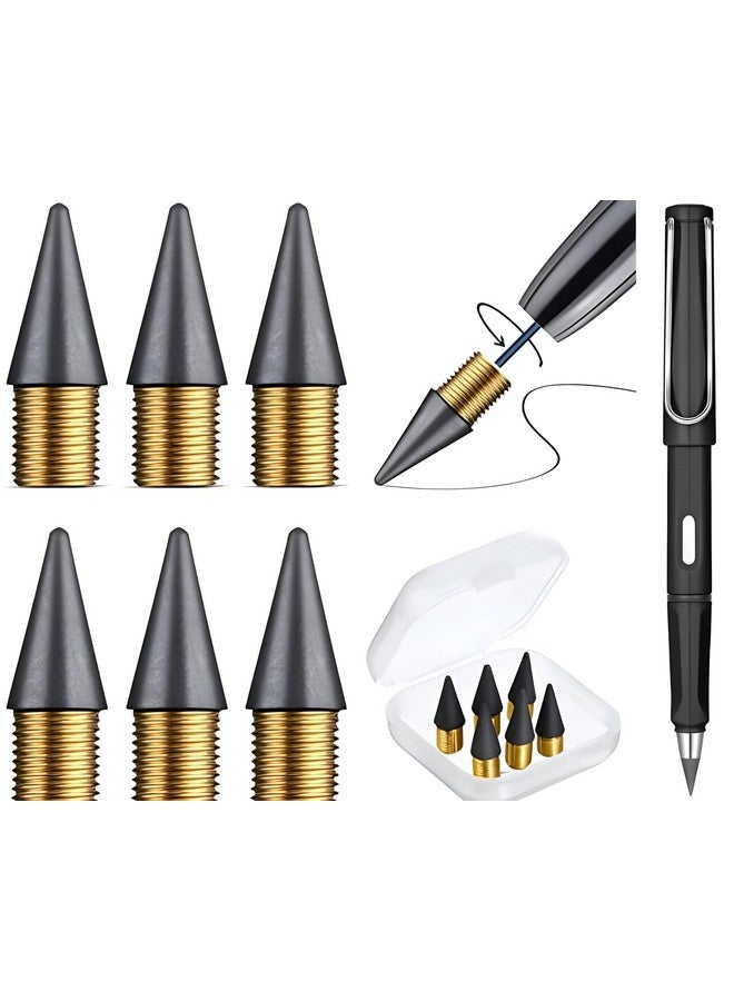 SHOPVILLA 6Pcs of Nibs with 1 Everlasting Inkless Pencil Replaceable Refill Inkless Pen Graphite Nib Metal Inkless Writing Pens Replacement Head Pencils(Multicolor) - Image 1