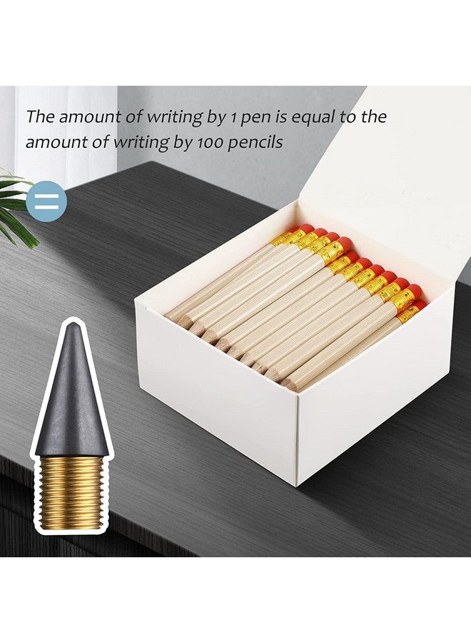 SHOPVILLA 6Pcs of Nibs with 1 Everlasting Inkless Pencil Replaceable Refill Inkless Pen Graphite Nib Metal Inkless Writing Pens Replacement Head Pencils(Multicolor) - Image 4