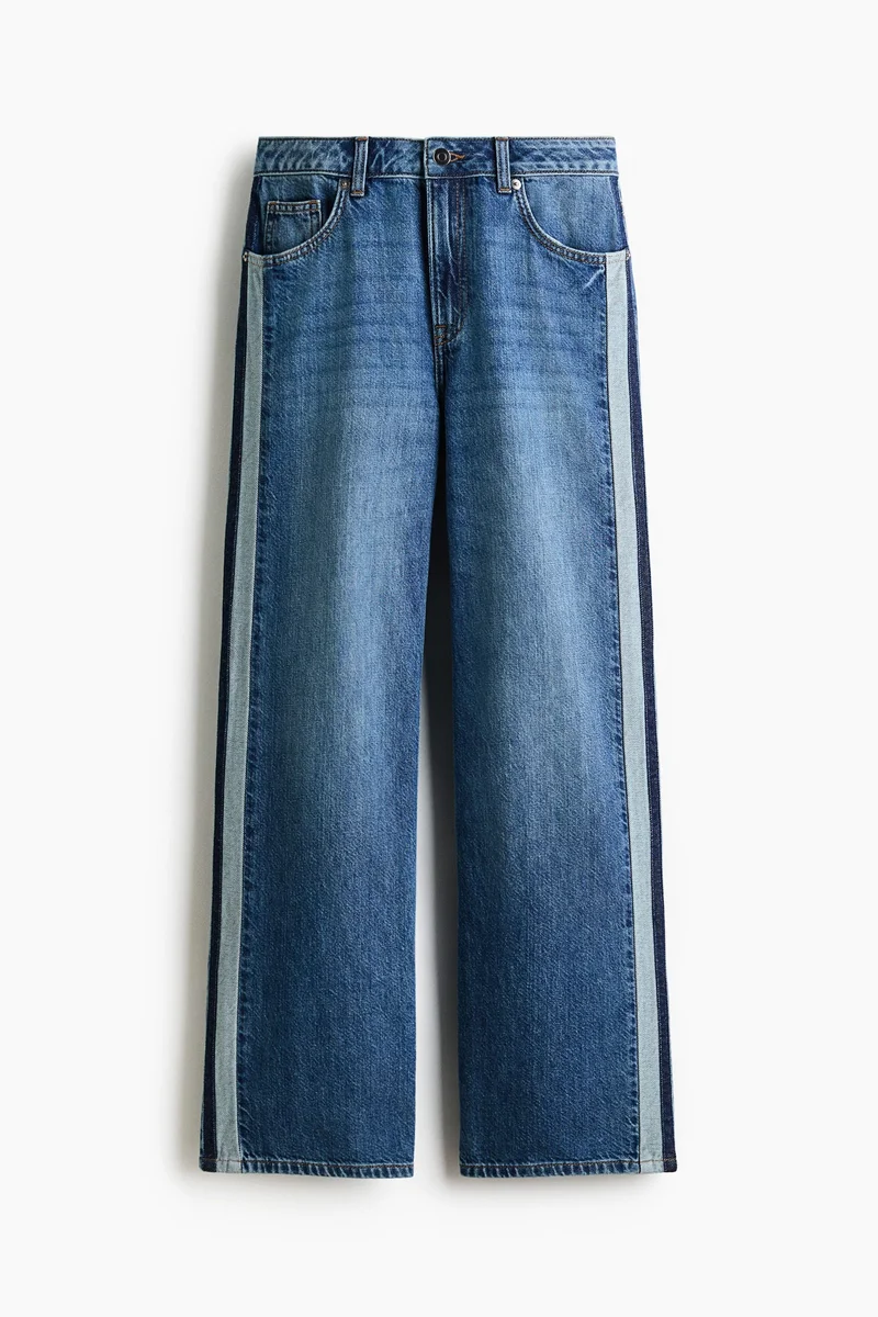 H&M Wide Regular Side-striped jeans