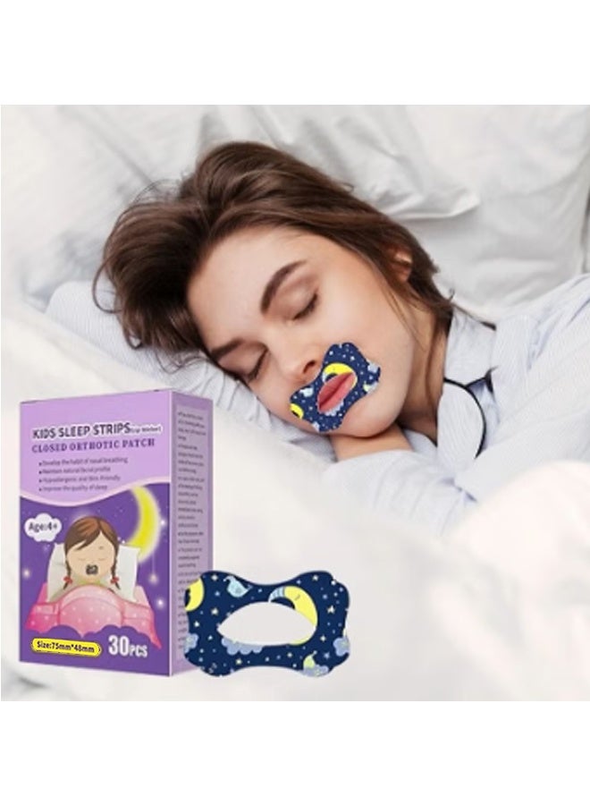 30 Pcs Kids Sleep Strips -  Orthotic Patch, Kid ​Sleep Patch Gentle Mouth Band Reduces Mouth Breathing Improves Nighttime Sleep and Provides Immediate Snoring Relief  Size: 75mm*48m - Image 1