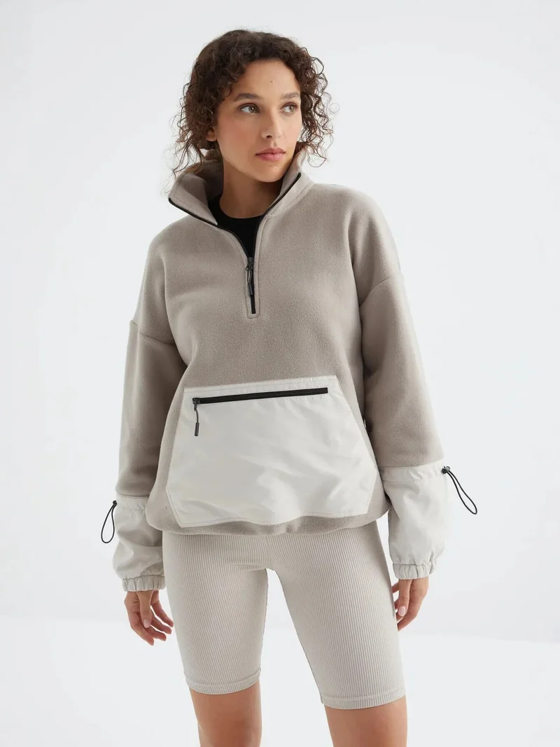 TOMMYLIFE TOMMY Oversized Plush Half-Zip Sweatshirt