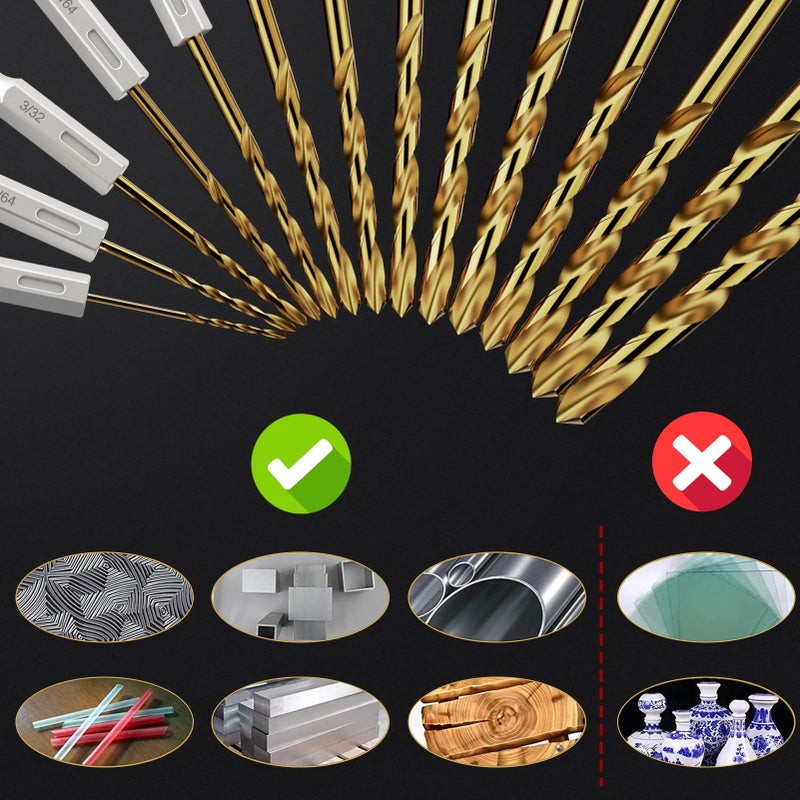 Macxcoip Hex Shank Drill Bit Set, 30Pcs Hss Titanium Twist Drill Bit For Sheet Metal, Wood, Plastic, Quick Change Design (1/16"" - 1/2"") - Image 5