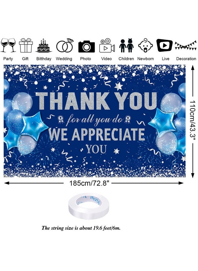 هواف لافتة ديكور حفل "شكرًا لك على كل ما تفعله"، لافتة تقدير للموظفين، حفل تقدير المعلمين والأطباء، لافتة خلفية "نحن نقدر لك"، باللونين الأزرق والفضي، 72.8 بوصة × 43.3 بوصة - Image 2