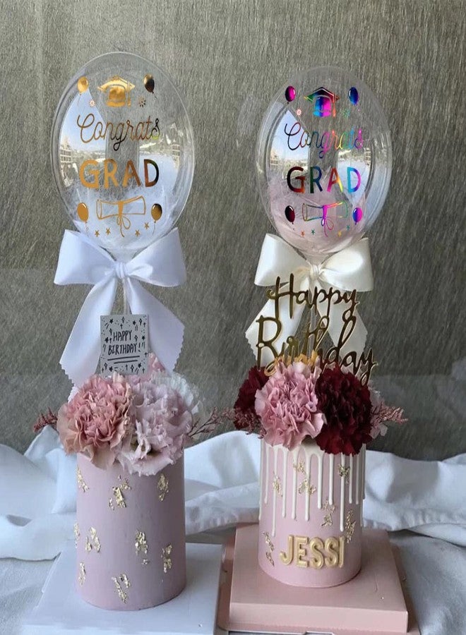 Mimeile Happy Graduation Balloon Stickers 6 Pcs Clear Transparent Bobo Balloon Stickers Decals Congrats Grad Party Supplies DIY Paster School Graduation Ceremony - Image 3