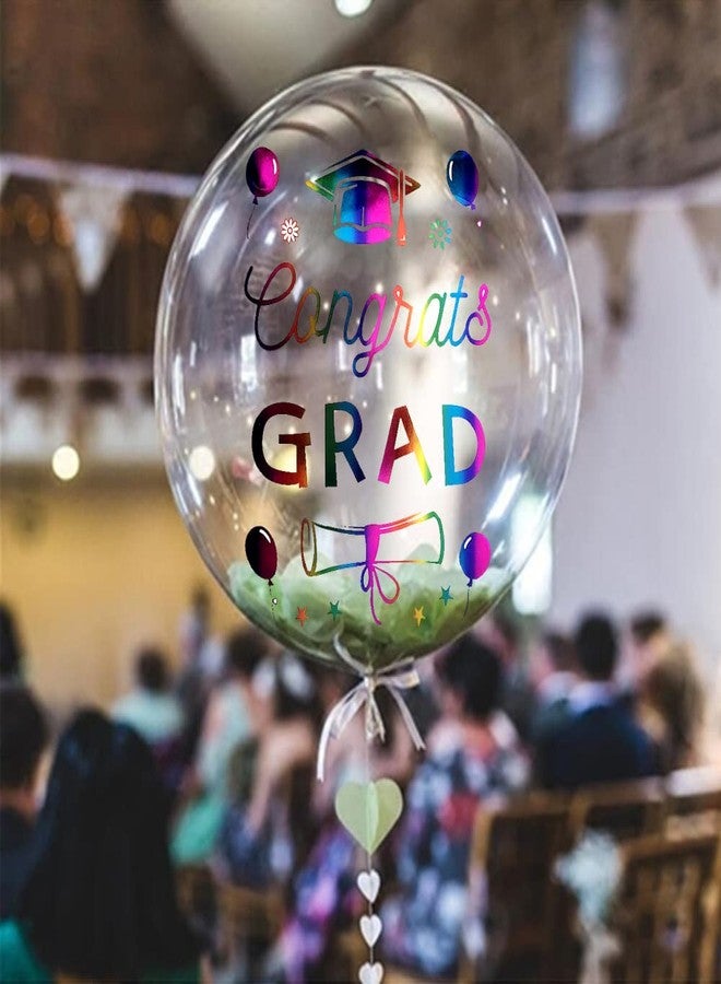 Mimeile Happy Graduation Balloon Stickers 6 Pcs Clear Transparent Bobo Balloon Stickers Decals Congrats Grad Party Supplies DIY Paster School Graduation Ceremony - Image 5