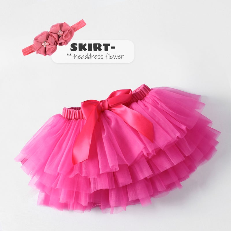 European American Toddler Skirt Set with Headband Rose red (including hairband) 