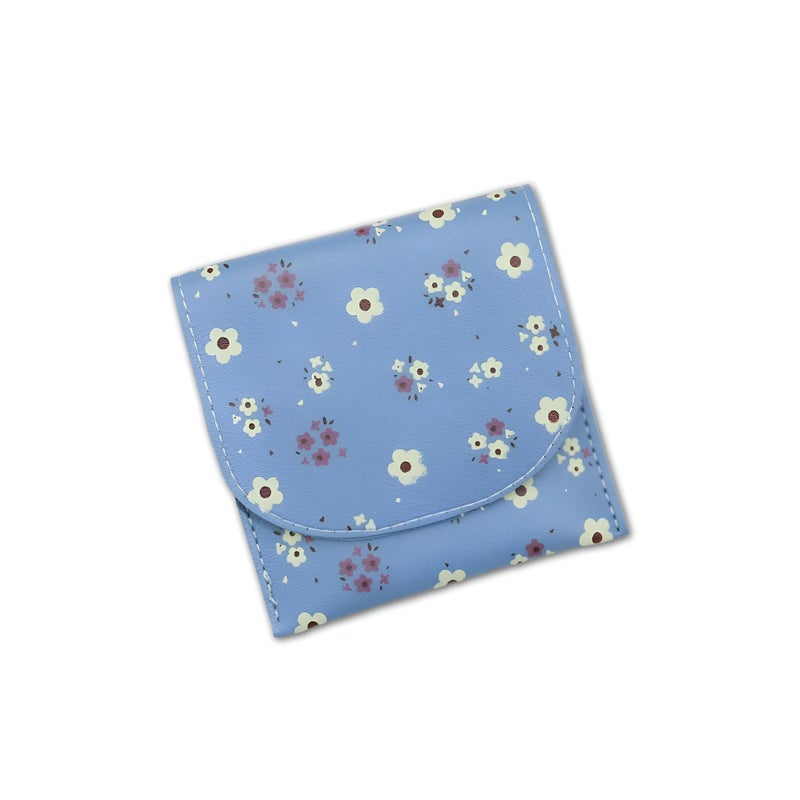 Portfolio - holder of a small card of multicolored flowers with a surprise closing for easy access and elegant organization of personal things (Blue) - Image 1