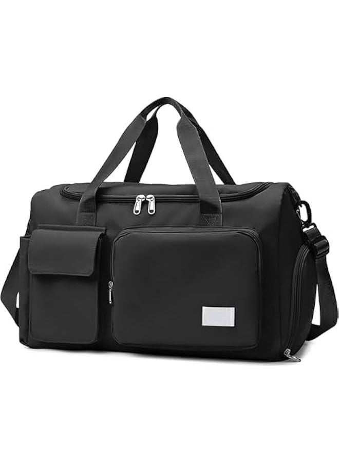 هوكور Durku Small Gym Bag for Women, Waterproof Duffle Bag Carry On Weekender Bag with Shoe Compartment & Wet Pocket, Tote Bag for Travel, Workout, Sport，Weekend Overnight Carry on Bag ﻿ (Black)  - Image 1