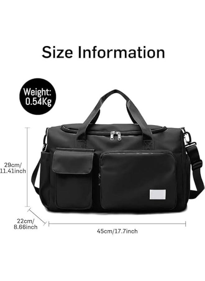 هوكور Durku Small Gym Bag for Women, Waterproof Duffle Bag Carry On Weekender Bag with Shoe Compartment & Wet Pocket, Tote Bag for Travel, Workout, Sport，Weekend Overnight Carry on Bag ﻿ (Black)  - Image 2