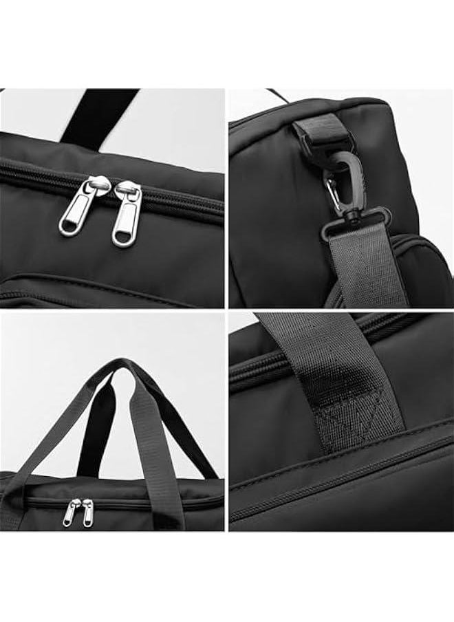 هوكور Durku Small Gym Bag for Women, Waterproof Duffle Bag Carry On Weekender Bag with Shoe Compartment & Wet Pocket, Tote Bag for Travel, Workout, Sport，Weekend Overnight Carry on Bag ﻿ (Black)  - Image 4