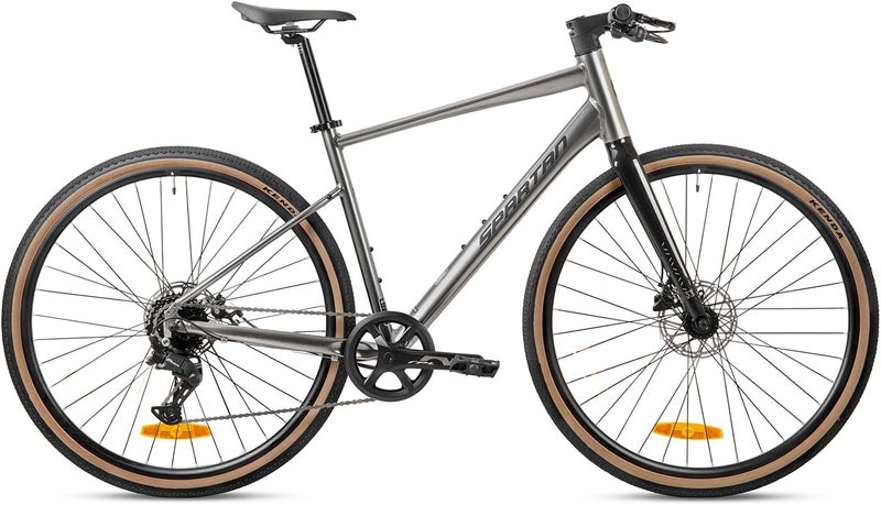 Spartan Dolomite 700C Hybrid Bike | Lightweight Alloy Frame | Shimano Essa 8 Speed | Disc Brakes | Kenda 700x38C Tyres | 48cm Small Frame |Liquid Metal - Image 1