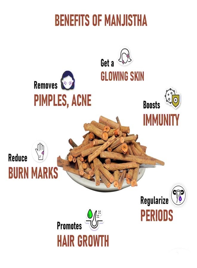Srishma Manjistha Root Sticks | 100% Pure Ayurvedic Formula | Manjistha Stick Dried for Skin, Hair, Joint & Immune Support | Ultimate Skin & Health Remedy (50 Gram) - Image 2
