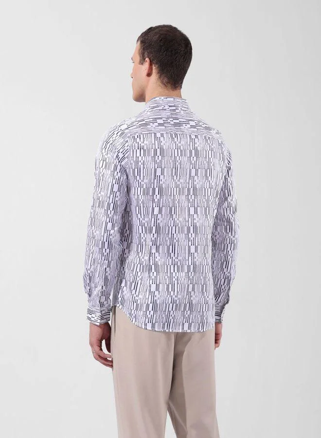 The Indian Garage Co Men Slim Fit Printed Cutaway Collar Full Sleeves Shirt