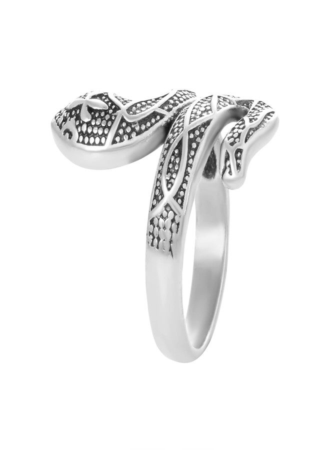 morir Brass Oxidised Finish Snake Cobra Shaped Ring Punk Gothic Exaggerated Spirit Snake Opening Finger Ring Statement Jewellery for Women Men - Image 2