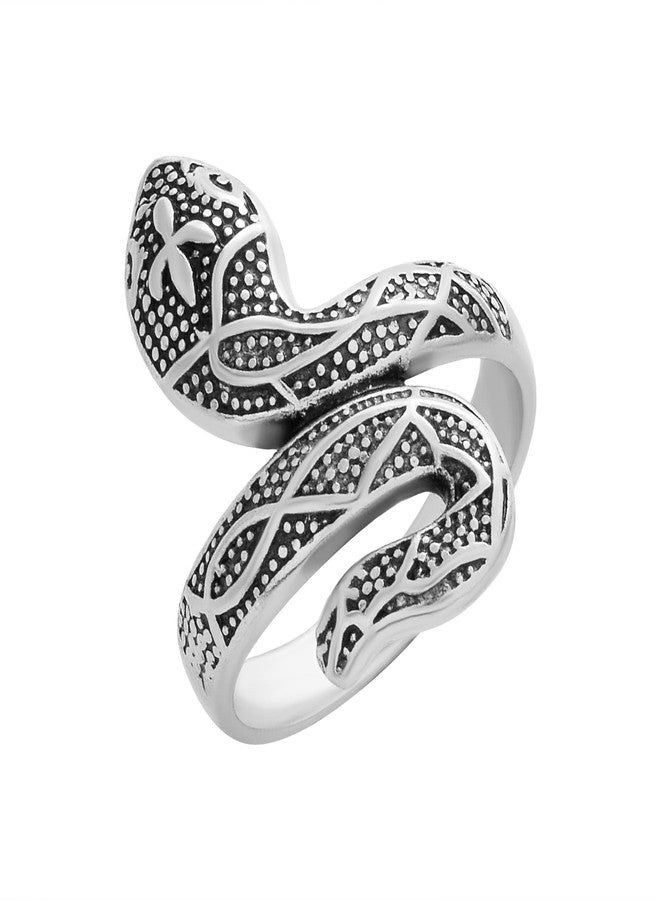 morir Brass Oxidised Finish Snake Cobra Shaped Ring Punk Gothic Exaggerated Spirit Snake Opening Finger Ring Statement Jewellery for Women Men - Image 1