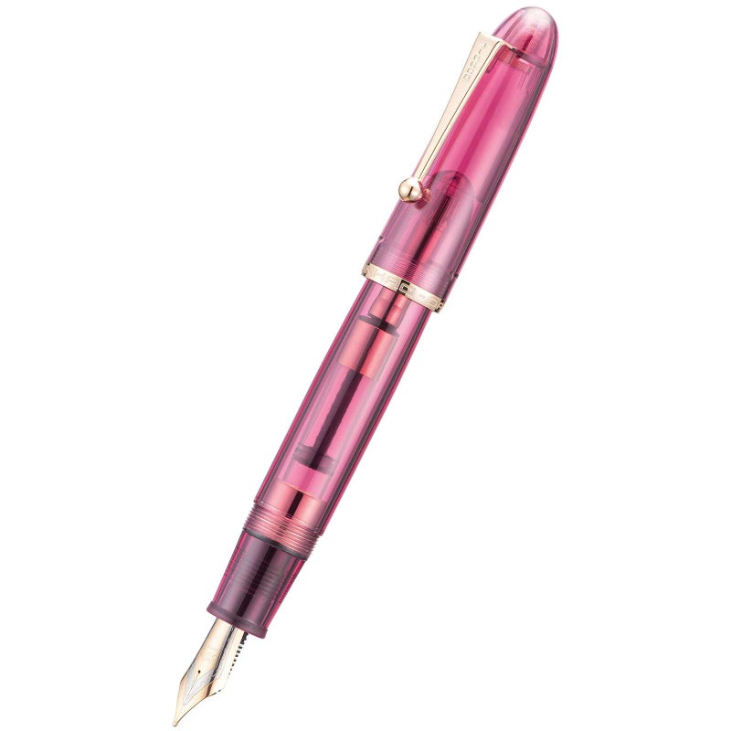 Lanxivi Jinhao 9019 Fountain Pen Dadao Series Transparent Wine Red Gold Trim #8 Fine Point Large Converter Smooth Writing Instrument - Image 4