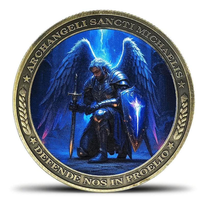 Aomcisi Archangel Michael Challenge Coin Defende Nos in Proelio Psalm 911011 Inspirational Gift Single Coin - Image 3