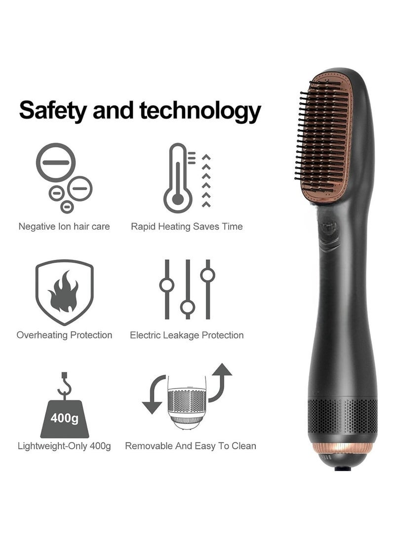 3 in 1 Professional Hair Styling Tool Hair Straightener Brush, Hot Air Brush, and One-Step Hair Dryer with Multiple Settings for Safe and Efficient Styling at Home and Travel - Image 5