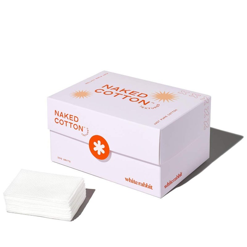 White Rabbit â€“ Naked Cotton Textured â€“ Unbleached Perforated Cotton Pads for Toner, Makeup Removal & Masks | Lint-Free, Exfoliating, Natural & Cruelty-Free | Korean Skin Care Product (200 Count) - Image 1