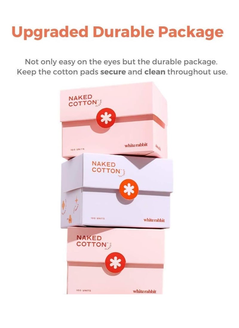 WHITE RABBIT - White Rabbit - NAKED COTTON Textured - Perforated Facial Cotton Pads - For Makeup Remover, Toner, Mask - 100% Cotton, Unbleached, Lint-Free - Exfoliating & Durable - Natural & Cruelty-Free - 200 Count - Image 1