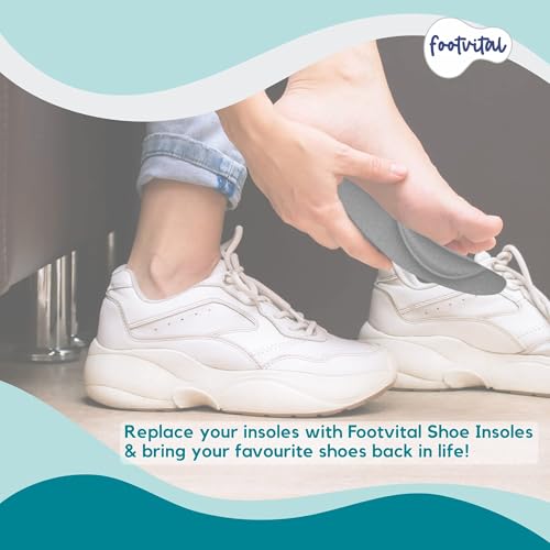 Footvital Memory Foam Shoe Insoles for Men and Women | Soft Cushioned Inserts for Long Standing and Walking | Supports Heel and Arch | Shock Absorbing | Moisture Absorbing | Lightweight Washable Insoles for All Shoes | 2 Pairs | Brown | Size 8 - Image 4