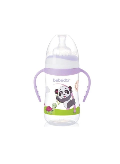 Bottle bottle 150 ml, wide neck for comfortable feeding of newborns, purple color