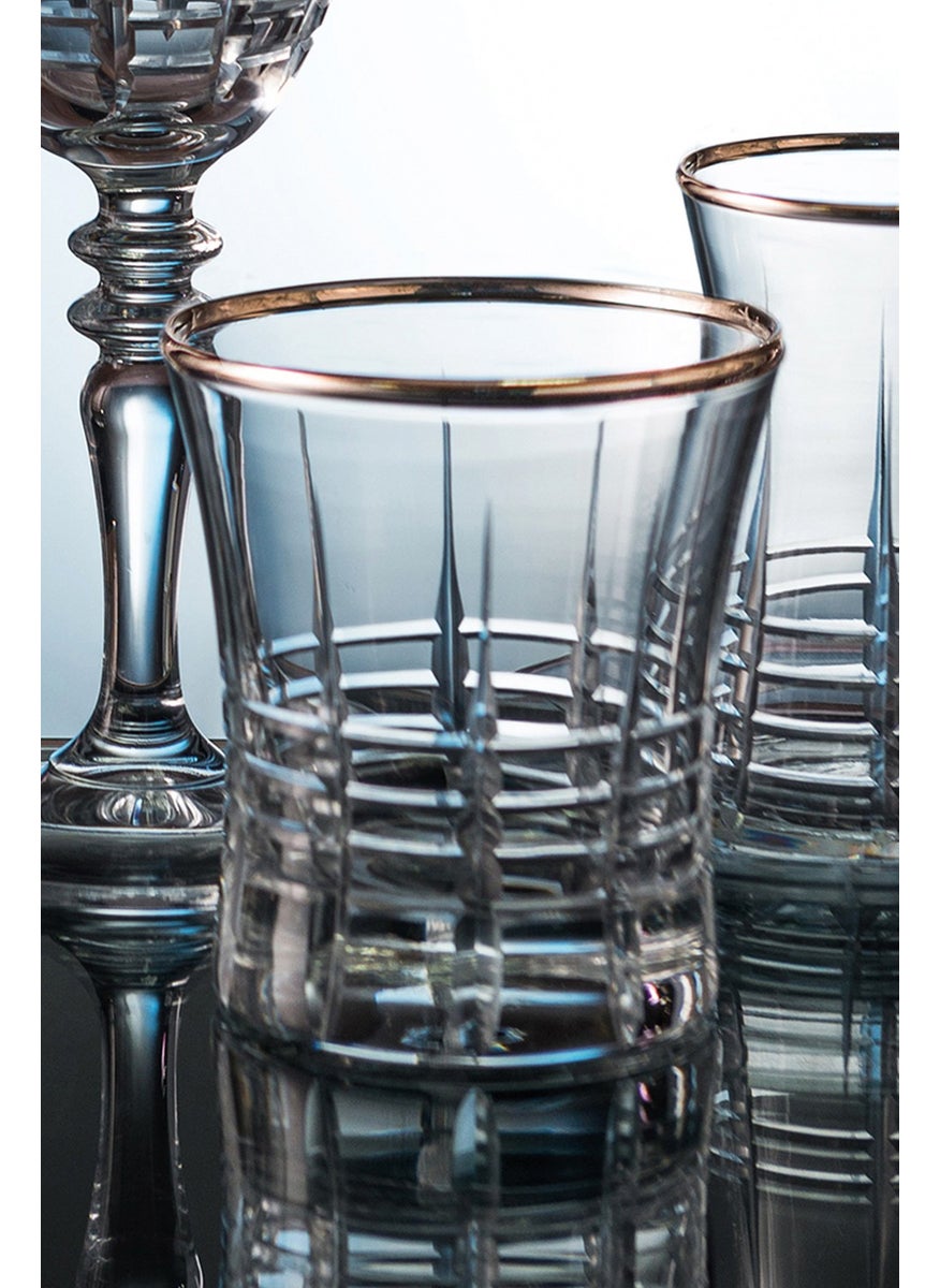 Royal Home - Roya Home Helen Platinum Cut Hand Decorative Gilded 6 Piece Patterned Water Glass Set - Image 1