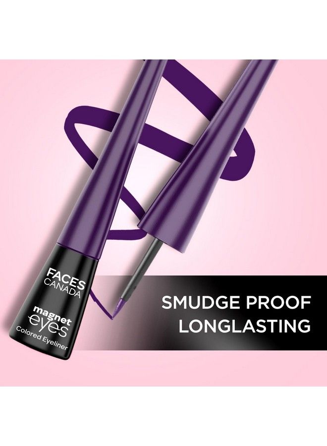 Faces Canada Magneteyes Color Eyeliner Dramatic Purple 4Ml ; Glossy Finish ; 24Hr Longlasting ; Waterproof ; Smudgeproof ; Precise Application ; Intense Color Payoff ; Almond Extract & Vitamin E - Image 5